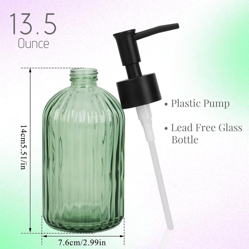 Ulable Glass Soap Dispenser with Plastic Pump, Hand Soap Dispenser for Hand Wash, Lotion Dispenser for Dishwashing Liquid, Lotion Shower Gel (Green) - Image 2